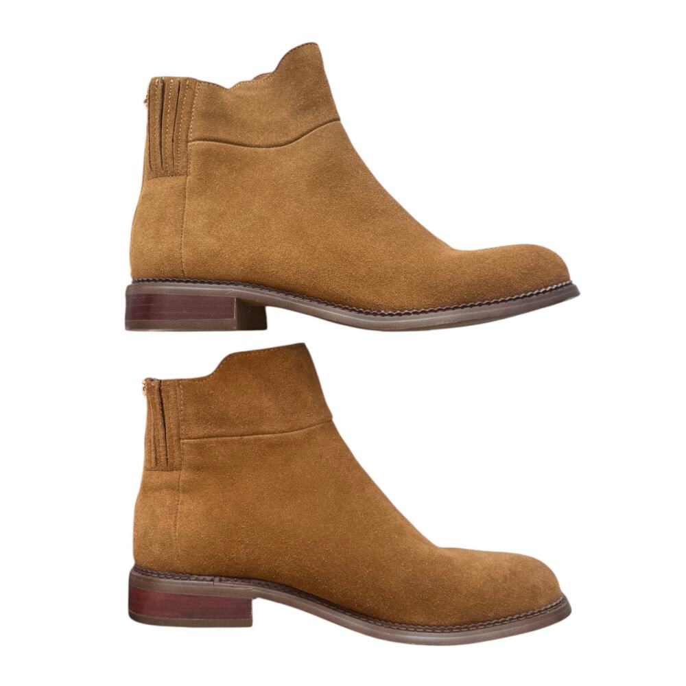 Franco Sarto Women's 8.5  Hawk Boot Tan Wiskey Suede Bootie Back Zip Shoe - Picture 7 of 11